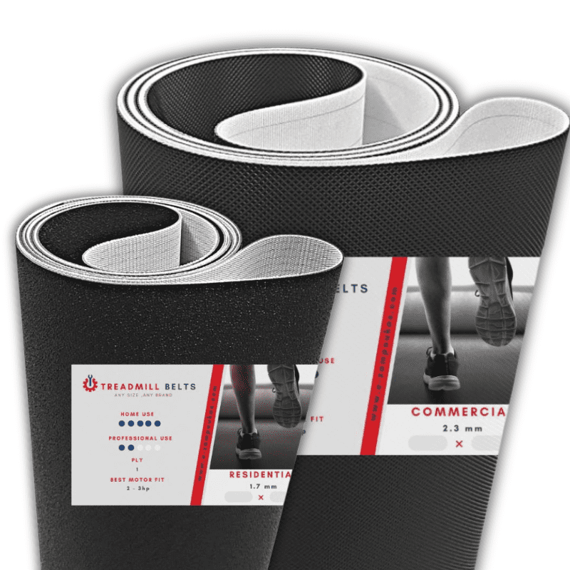 Treadmill running belts in rolls of two types